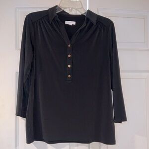 NWOT Women’s Charter Club Collared 3/4 sleeve Blouse w/Gold Button Detail 🍀